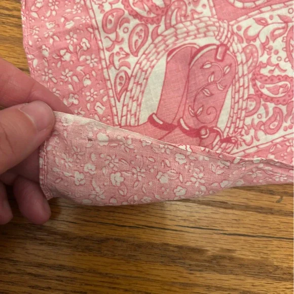 Vintage Paris Accessories Pink Cowboys and Indians Paisley 100% Cotton Bandana - Picture 10 of 10